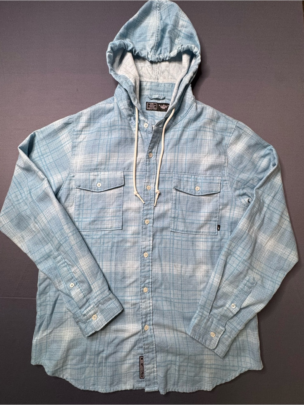 Nike Men's Medium Hooded Long Sleeve Button Up Flannel Hoodie #1254